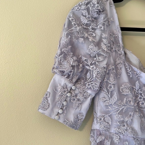 NWT Chi Chi London Lace Puff Sleeve Mini Dress Lilac Sz 4 Cottagecore Romantic - Picture 10 of 14